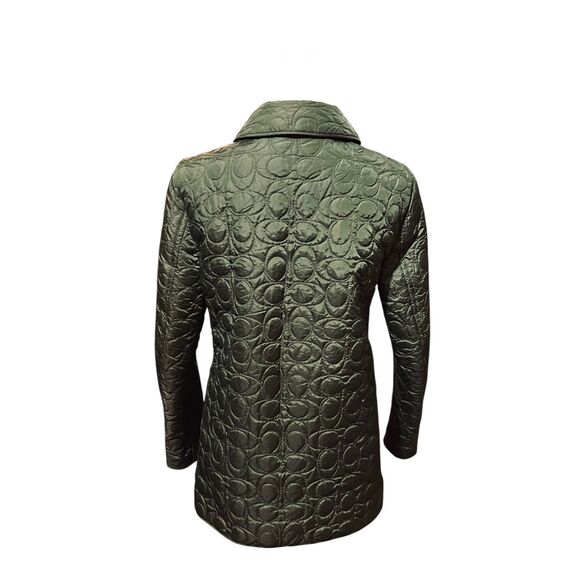 Womens Coach Signature Nylon Quilted Jacket Green Size S - Picture 2 of 6